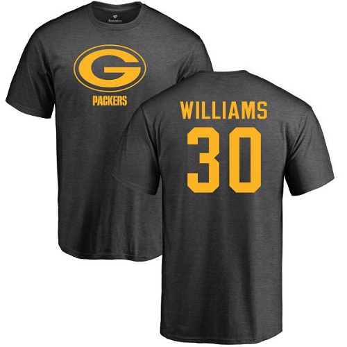 Men Green Bay Packers Ash #30 Williams Jamaal One Color Nike NFL T Shirt->nfl t-shirts->Sports Accessory